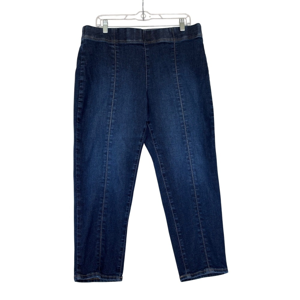 Talbots Slim Ankle Pull-On Travel Jean Dark Indigo Blue XLP Petite XL